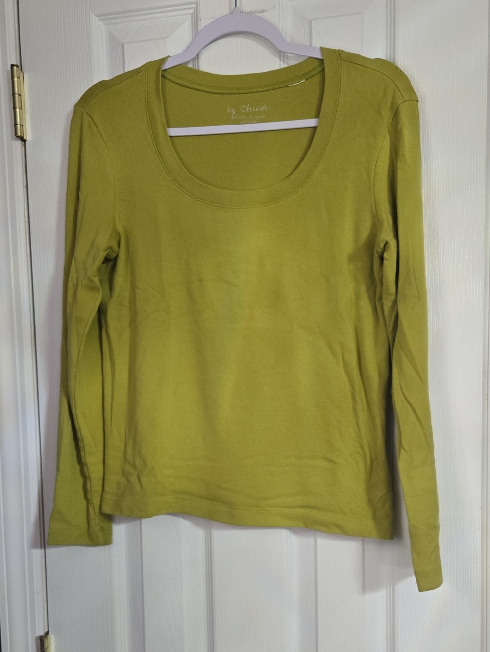 Chico's Lime Green Long Sleeve Scoop Neck Top